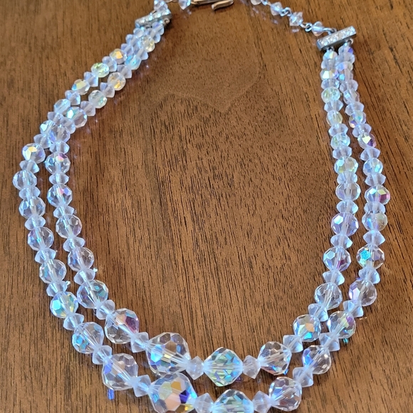 Vintage Aurora Borealis Crystal Necklace and Bracelet - Picture 8 of 10